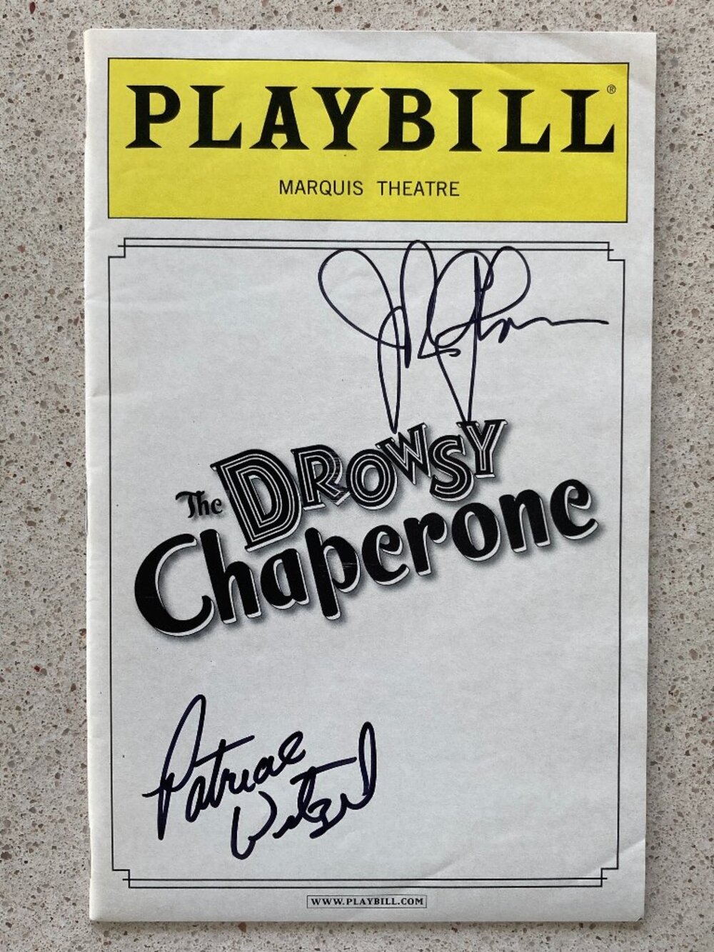 John Glover & Patrick Wetzel Signed The Drowsy Chaperone Playbill July 2007 B&W